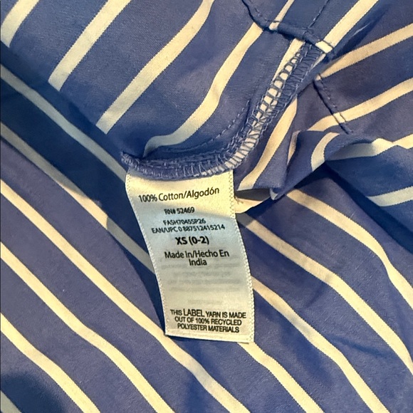 Free Assembly Blue Striped Long Sleeve Dress.  100% Cotton - Picture 7 of 7